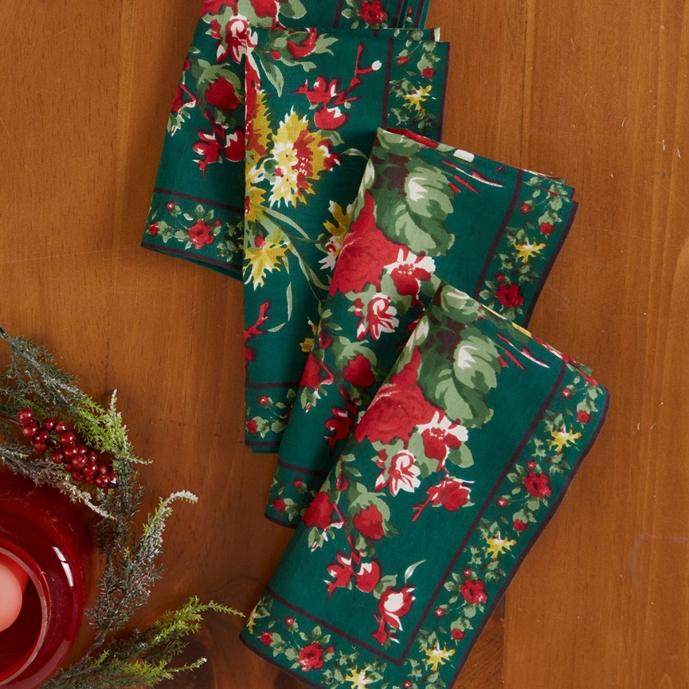 April Cornell Napkin Set/4 Cottage Rose NWT